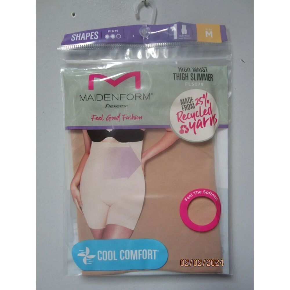 Maidenform Women's Firm Beige High Waist Thigh Slimmer Size M
